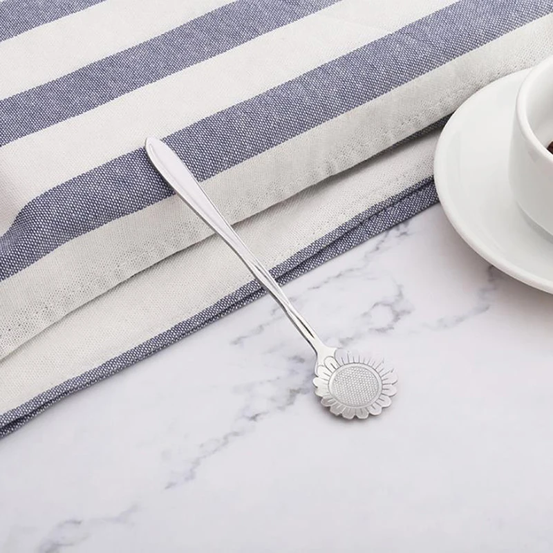 

3pc Stainless Steel Flower Shape Coffee Sugar Mixing Spoon Spoon Dessert Silver Teaspoon Sakura Vintage Teaspoon Drink Tableware