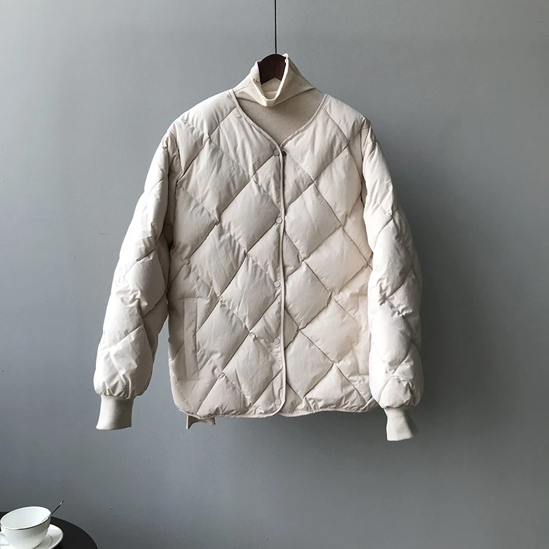 

2020 Winter New Short Padded Jacket Women Diamond Lattice Warm Cotton Jacket Women