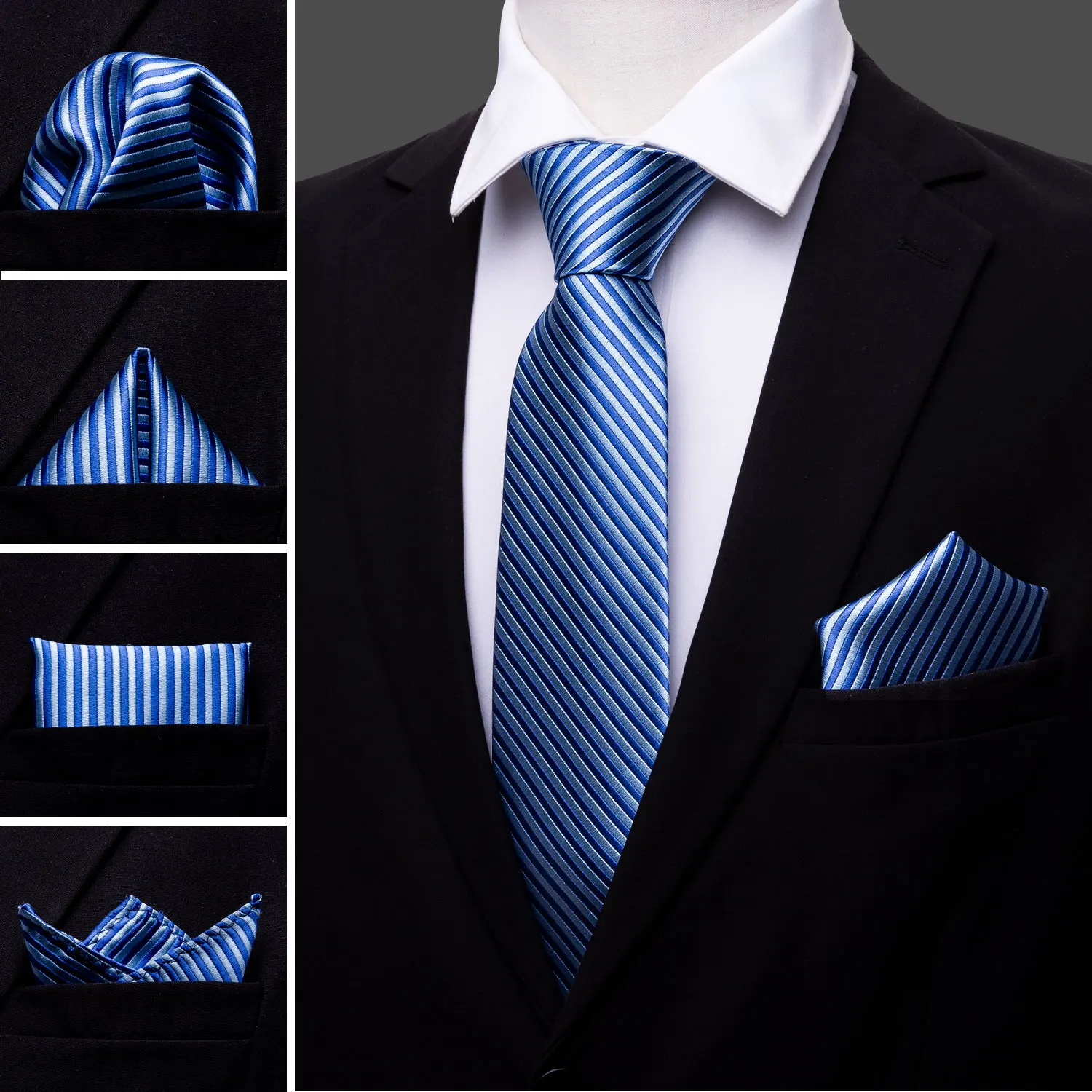 Мужской галстук в синюю полоску из 100% шелка модный брендовый галстук-запонка Hanky