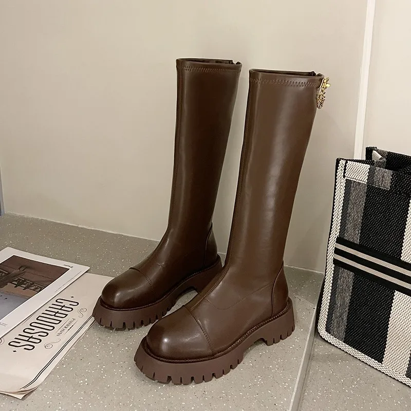 2022 New Mid-heel Knee-length Chelsea Snow Boots Winter Fashion Thick-soled Warm Women's Shoes Designer Motorcycle Boots