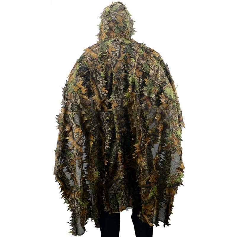 Камуфляж 3D плащ с узором из листьев Yowie Ghillie дышащий Открытый пончо Тип камуфляж