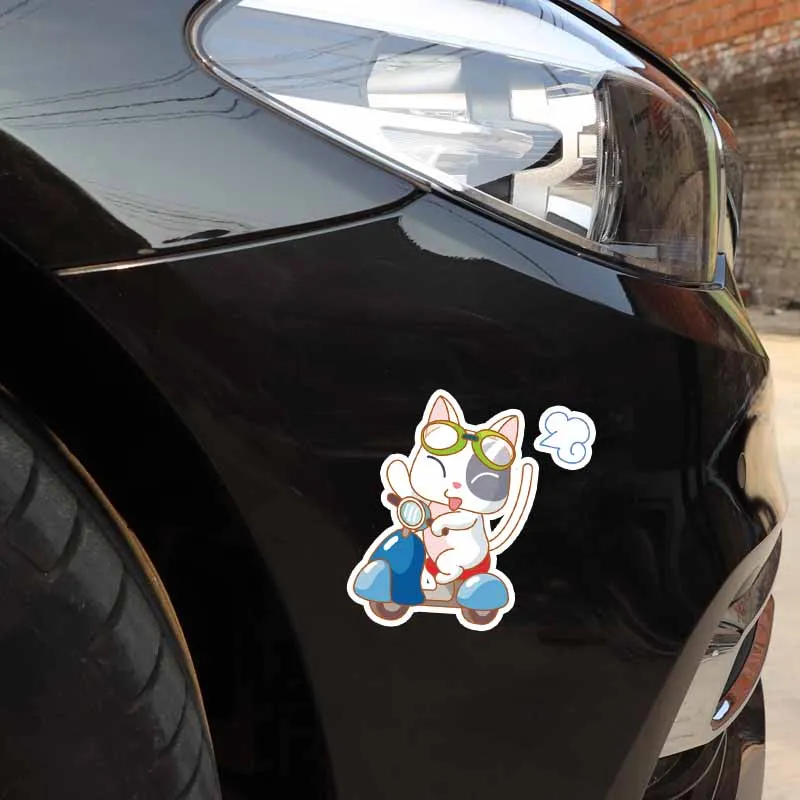 Fuzhen бутик-наклейки внешние аксессуары мультяшный кот езда на мотоцикле ПВХ
