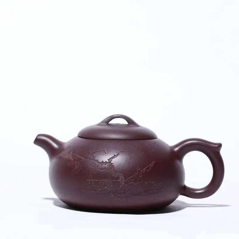 

Yixing Zisha teapot raw ore, aged Purple mud, round, napao teapot, pure handmade tea set