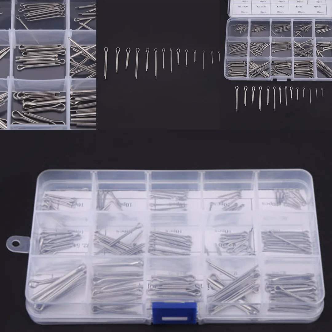 

150Pcs 15 Kinds Stainless Steel Split Cotter Pins Link Pins Cotter Fastener Pins Assortment Kit with Box