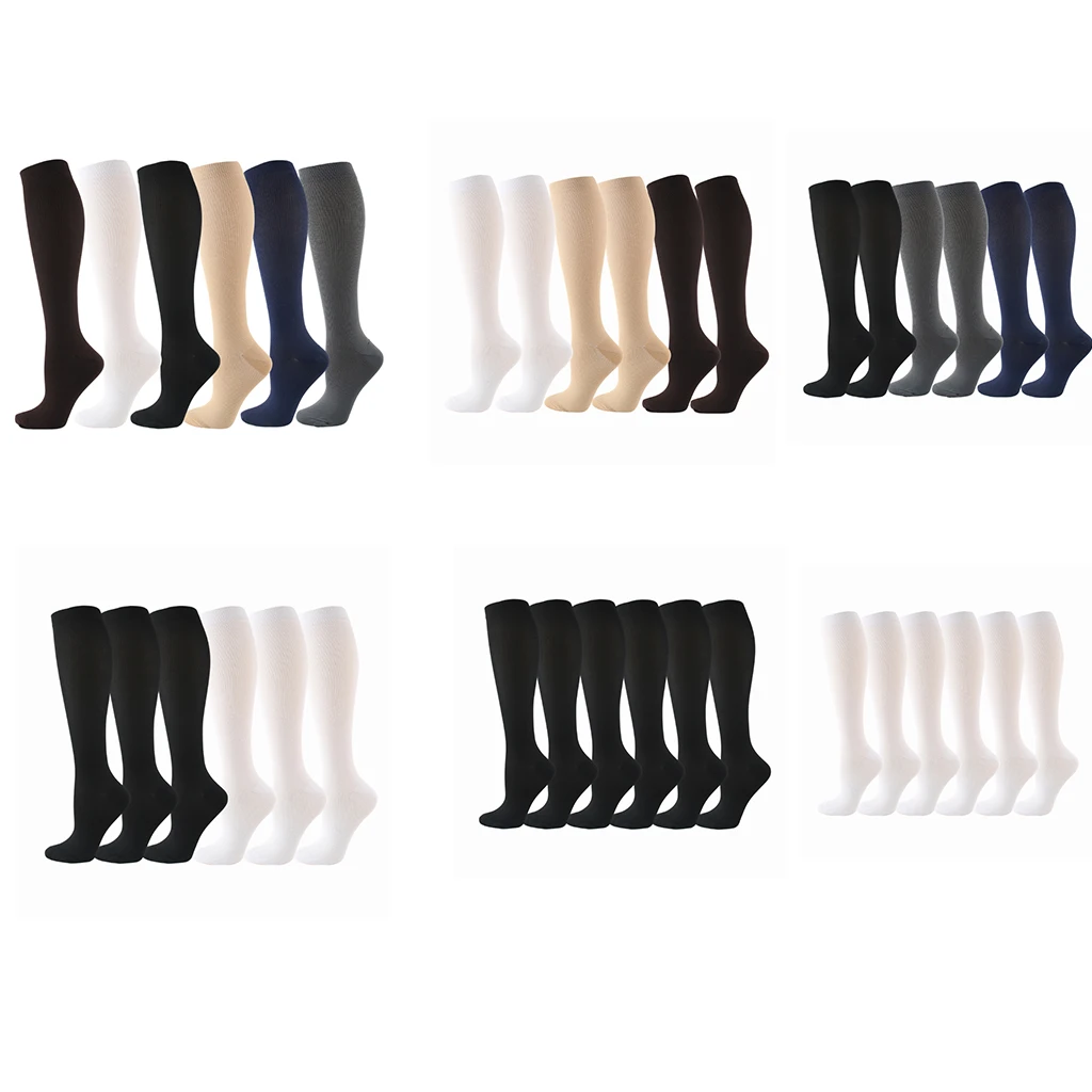 Running Sport Compression Socks for Women Men 6 Pairs Circulation Medical Nurse Compression Stockings 15-20 Mmhg