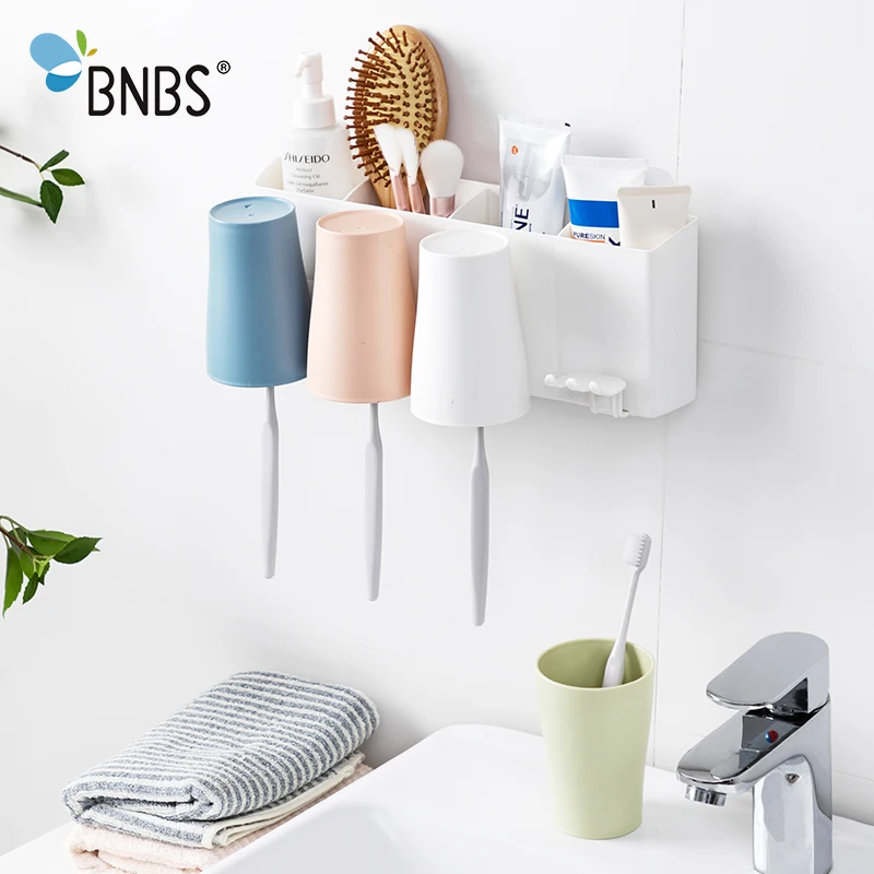 BNBS Wall Toothbrush Toothpaste Holder Bathroom Accessories Organizer For Toothbrushes Tooth Brush Cup Products | Дом и сад