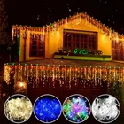 Рождественская гирлянда, светодиодная гирлянда-занавес в виде сосулек, 5 м, свисающая на 0,4-0,6 м, водопад, уличное украшение вечерние, сада, дома, свадьбы