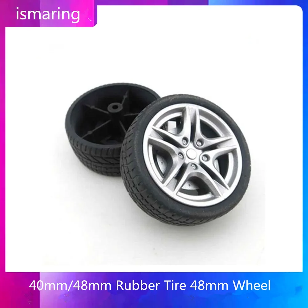 

100pcs 40mm/48mm Rubber Tire 48mm Wheel RC Model Toy Car accessories Shaft 2.9mm 1:10 emulation2.9mm hold suit for 3mm axle
