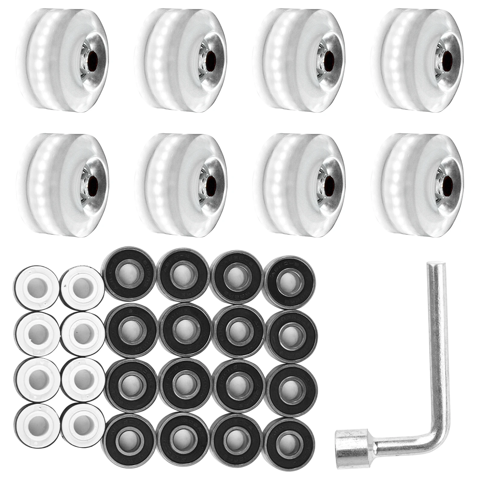 

Универсальный светящийся сменный с гаечным ключом, колесо для скейтборда со светодиодной подсветкой, Широкая поверхность, мигающий ролик, ...