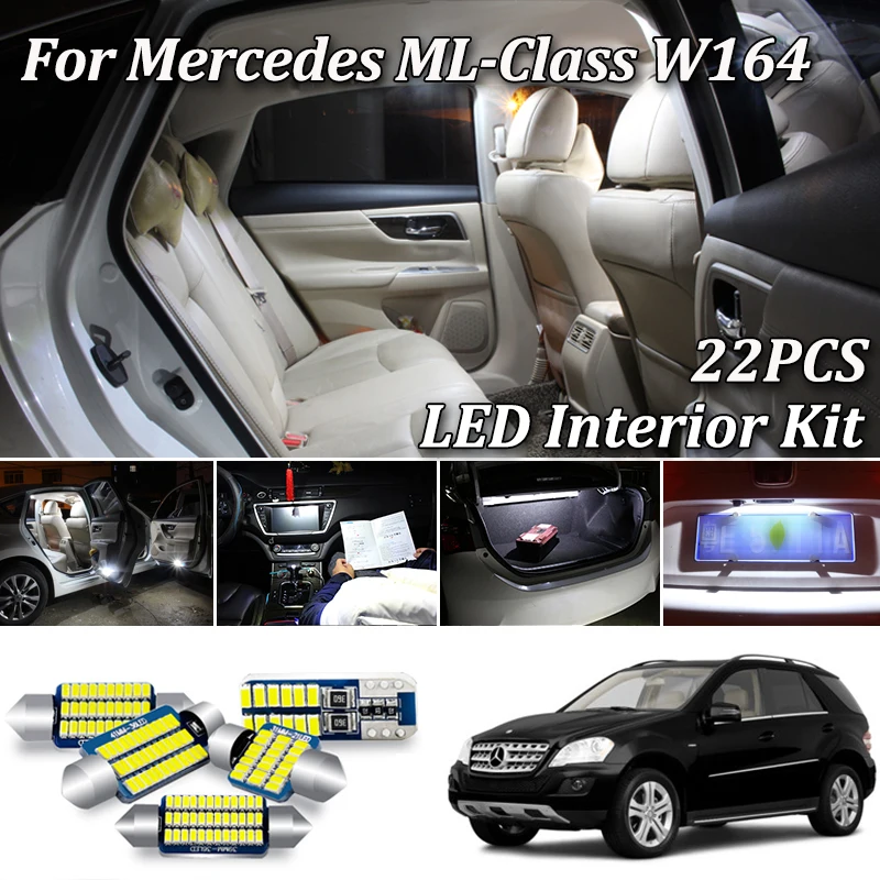 Комплект светодиосветодиодный Canbus для салона автомобиля белый 22 шт. Mercedes Benz M ML