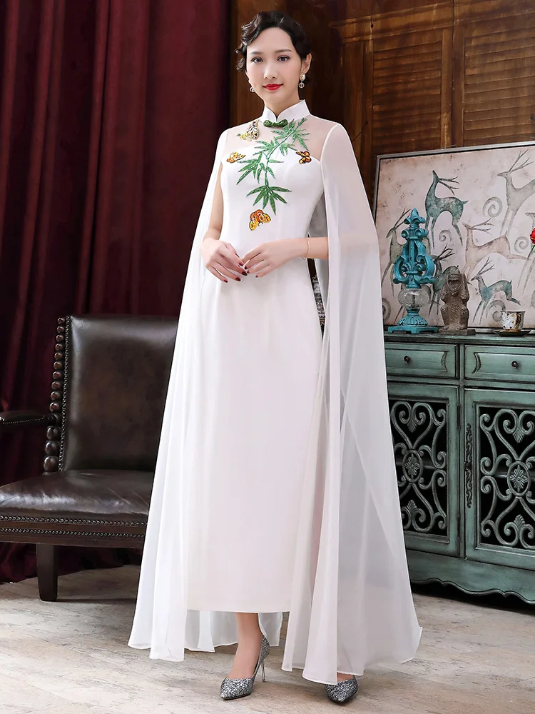 

Handmade Button Qipao Chinese Style Traditional Mandarin Collar Cheongsam Female Evening Party Dress Gown Long qipao dress