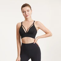 women sexy v neck sports bra cross yoga tops push up fitness workout crop tops female underwear