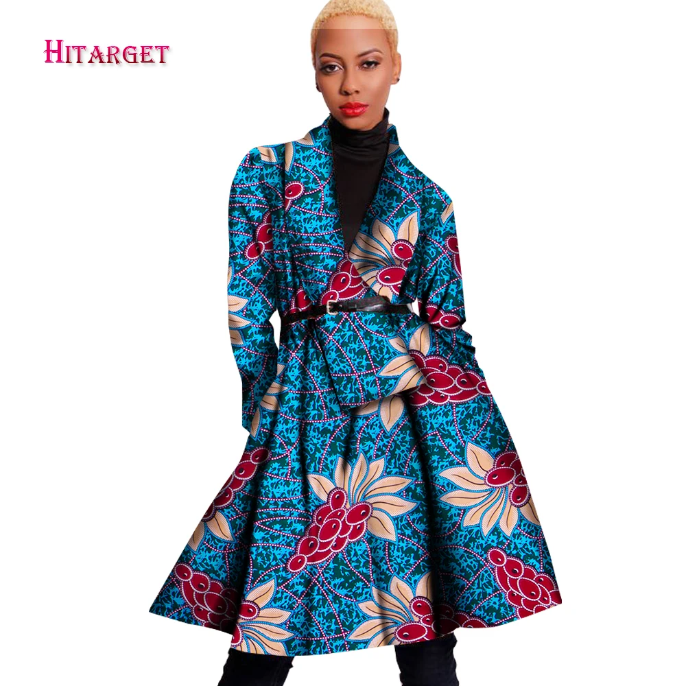 Autumn African Print Women Coat Dashiki Long Jacket Bazin Riche Loose Trench Clothes for WY1622 |