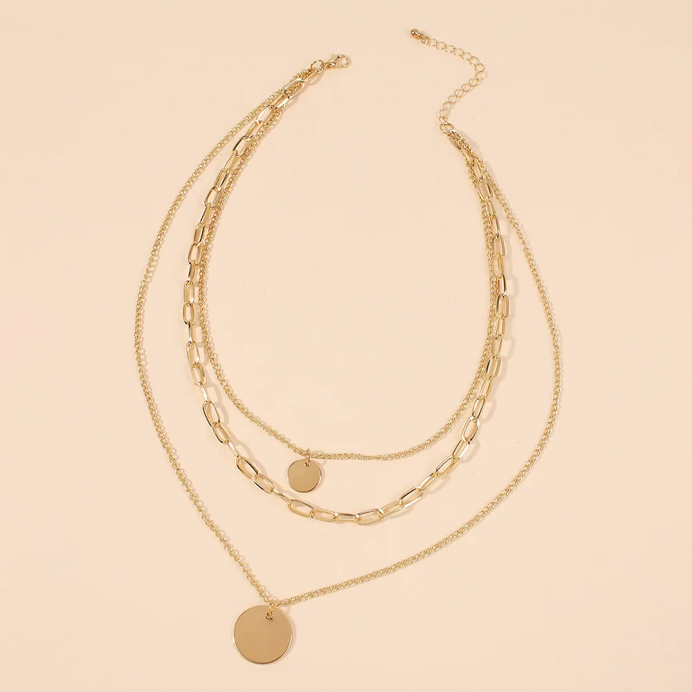 

Punk Layered Chain Necklace Neck Chains for Women Vintage Exaggerated Golden Goth Coin Wafer Necklace 2020 Clavicle Jewelry Lady
