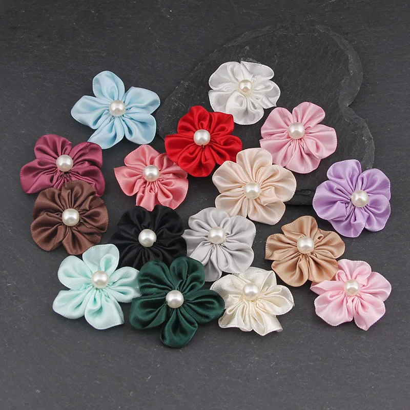 5 шт./лот однотонные ленты ручной работы Цветы Венецианский жемчуг в виде