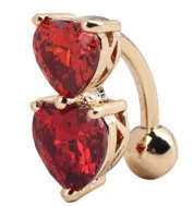 Navel Belly Piercing Ombligo Nombril Button Rings Percing Piercings Ring Pircing De Umbigo Ombelico Pirsing Zircon Double Heart - Окраска металла: Red