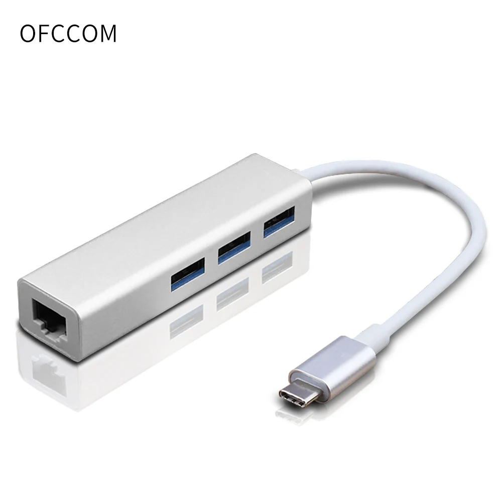 OFCCOM USB C Ethernet 3 0 2 к RJ45 Hub 10/100/1000M адаптер Сетевая карта Lan для Macbook Windows Tpec C|USB-хабы| |