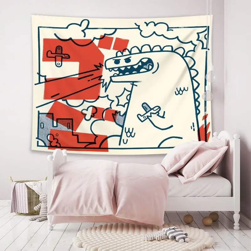 

ins wind cartoon background cloth wall renovation hanging cloth bedroom dormitory room layout bedside decorative wall cloth