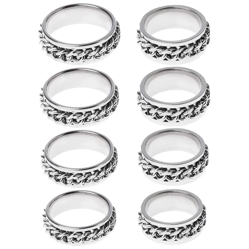 

Rotatable Titanium Steel Chain Ring, Stainless Steel Rotating Ring (Size 6-13)