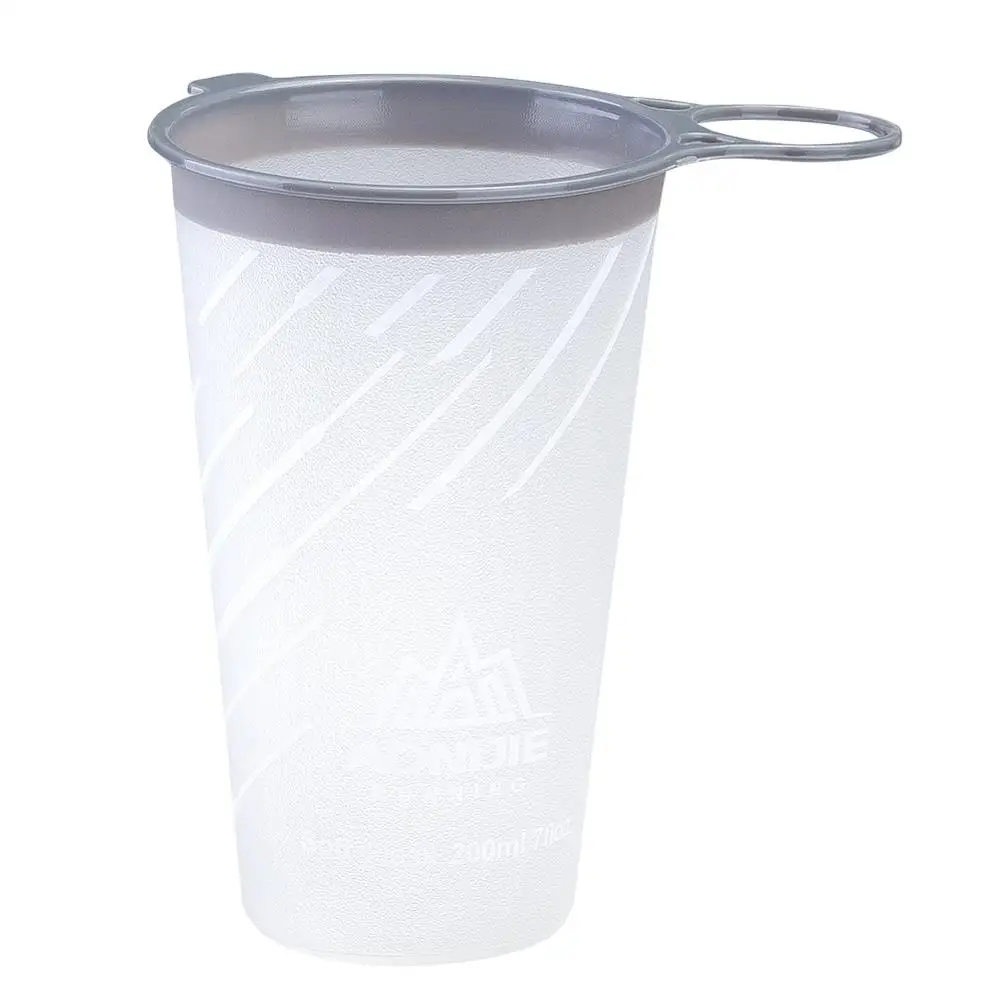 White AONIJIE 200 мл Складная ТПУ Спортивная бутылка BPA бесплатно Портативный гидратации воды чашки бутылки для марафона, велоспорта кемпинга бег - Цвет: White