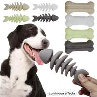 luminous dog chew toys for small medium dogs silicone fish bone shape pet products training dog supplies cute puppy accessories