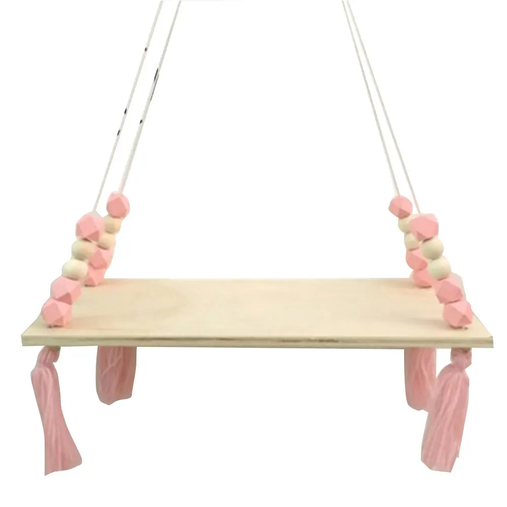 Скандинавская полка для хранения с деревянными бусинами и кисточками деревянная