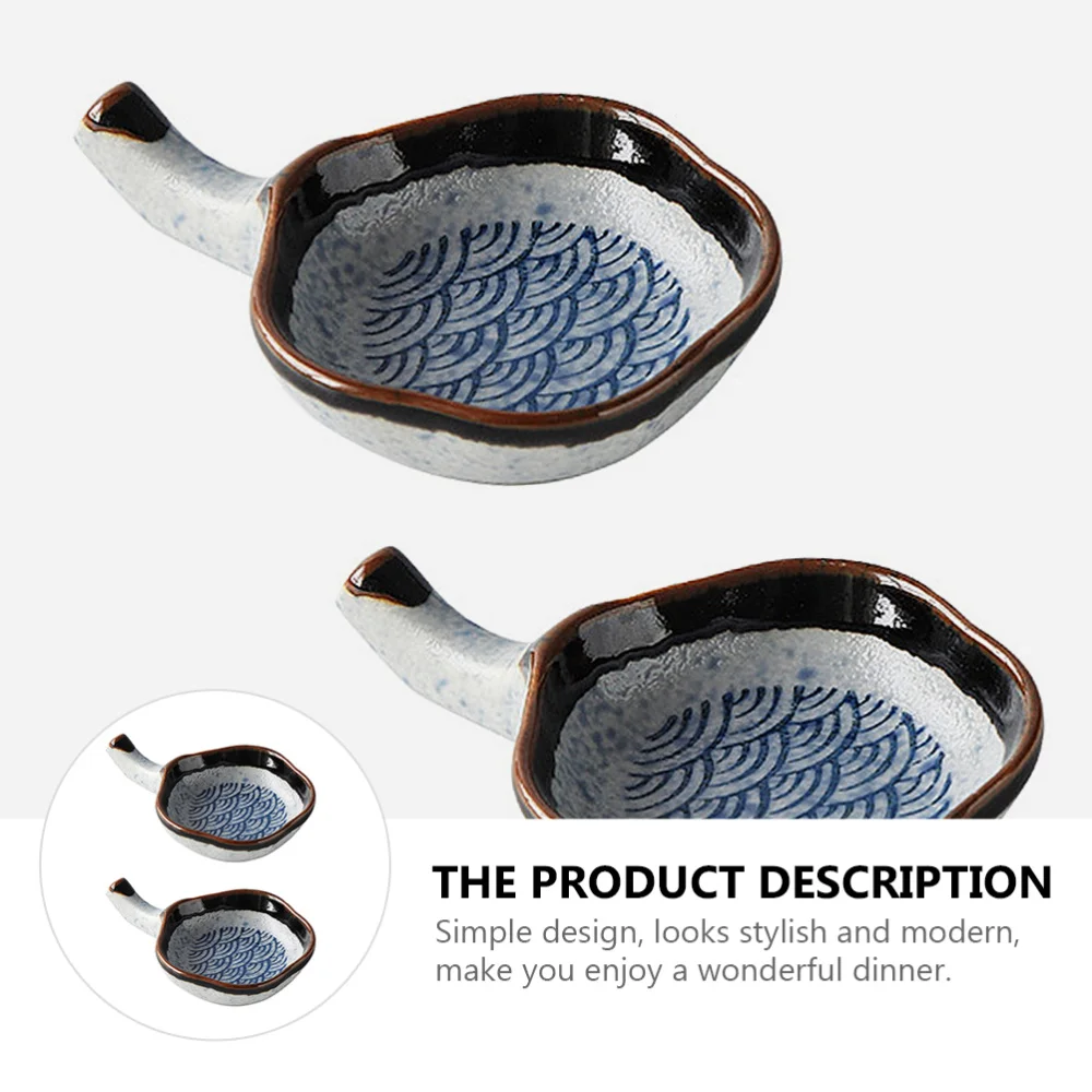 

2pcs Mini Soy Sauce Vinegar Dish Simple Ceramic Vintage Mustard Seasoning Dish