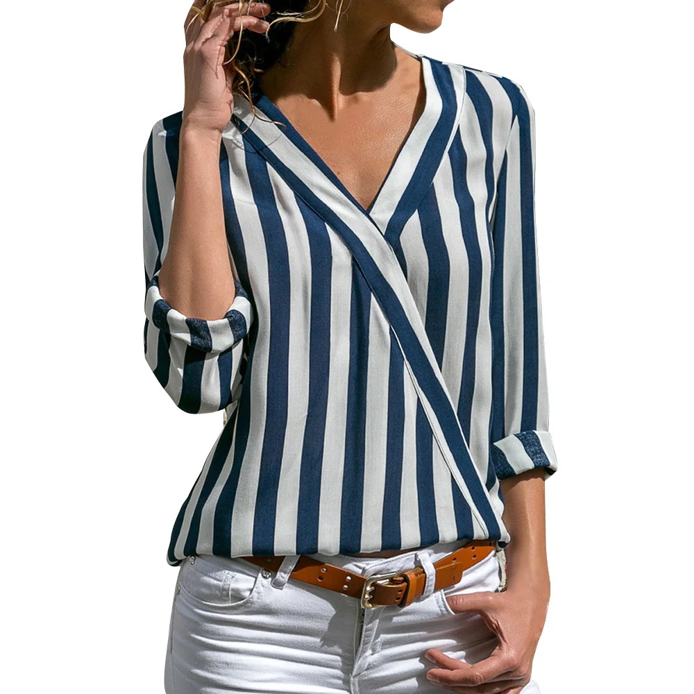 Blue Style 2 Богемная блузка с принтом в горошек, женские блузки, повседневные Осенние Топы, женская рубашка размера плюс 5XL, гавайская рубашка - Цвет: Blue Style 2