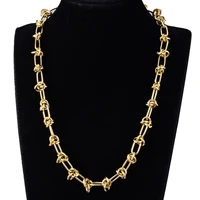 fashion short chain necklace 316 stainless hip hop womens 18k gold plated choker clavicle chain