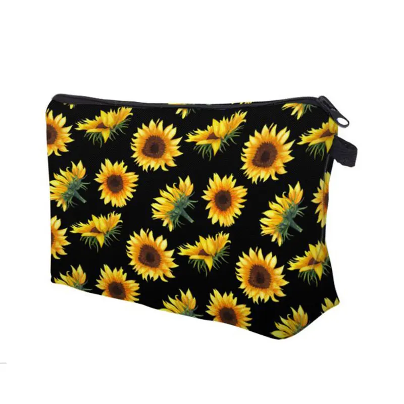 

Female Fashion Sunflowers Pattern Organizer Bag Lovely Toiletry Tool Cosmetic Bag Women Nice Sunflowers Pattern Pouch Case