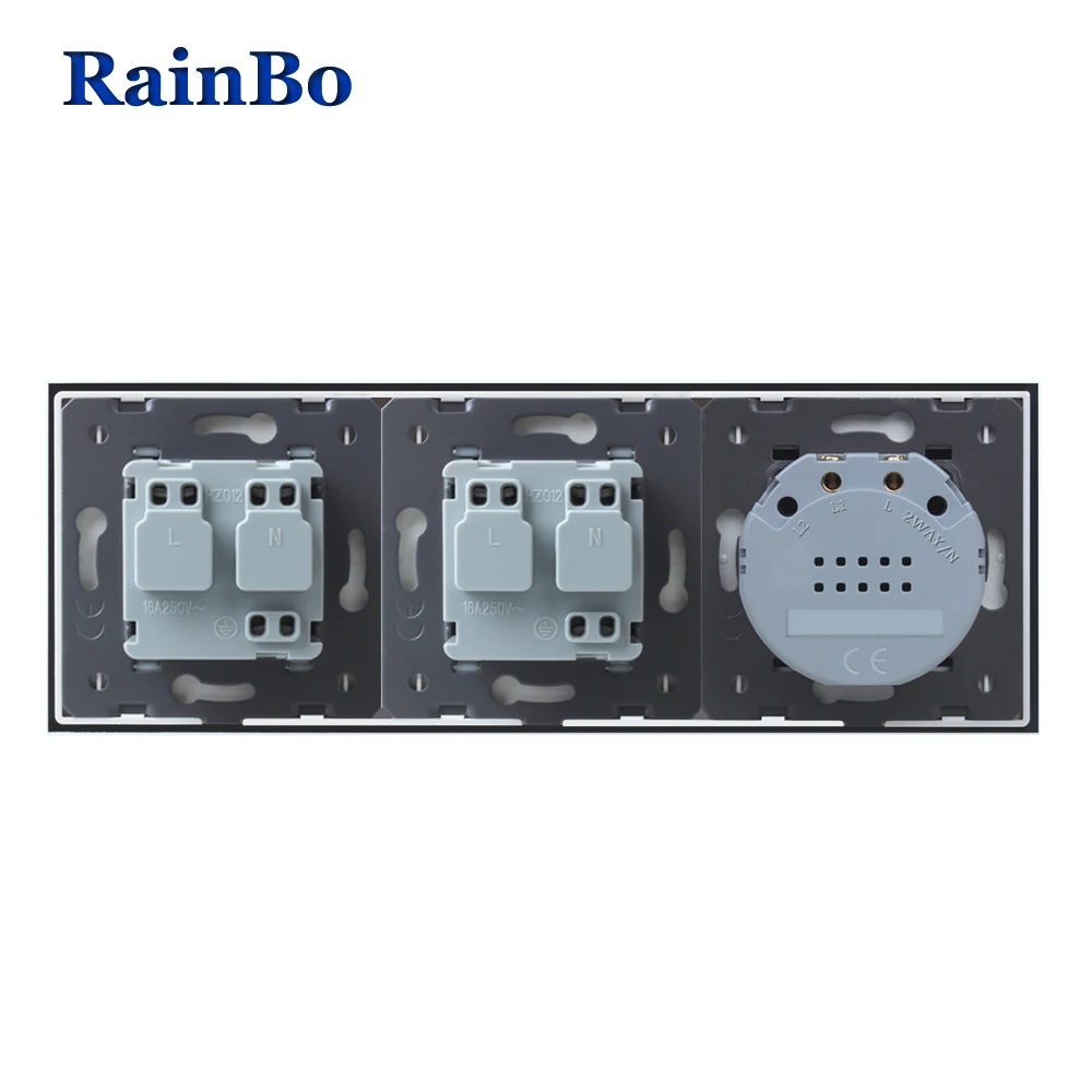RainBo Кристалл-стеклянная панель-электронный-настенная розетка-ЕС сенсорный выключатель управления-экран настенный светильник-переключатель 1ганг-1way A39118E8ECW/B