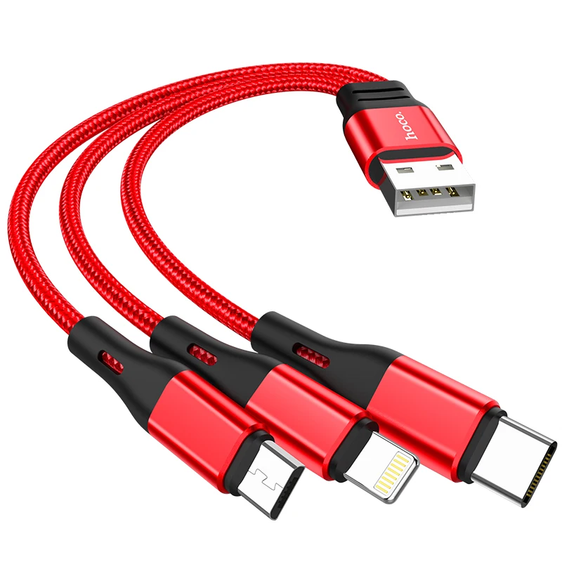 HOCO 3 в 1 USB кабель для iPhone 11 Pro X XS max XR Быстрый зарядный Micro Type C Samsung Galaxy S10 S9|Кабели