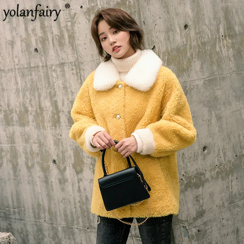Женское пальто из натурального меха Корейская Милая осенне зимняя куртка