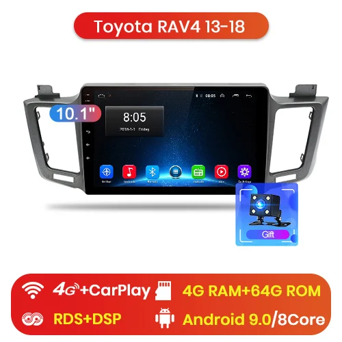 4-64GB for 4G Junsun V1 2G+ 32G Android 9,0 DSP для Toyota RAV4 2013- автомобильный Радио Мультимедиа Видео плеер навигация gps RDS 2 din dvd - Цвет: 4-64GB for 4G
