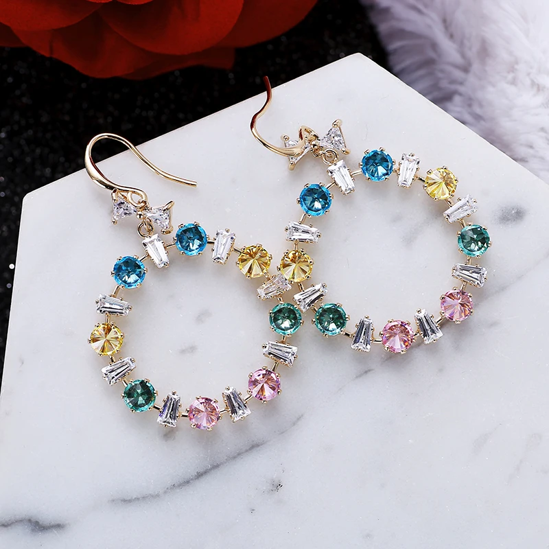 Модные ювелирные изделия для девушек Полный Кристалл из циркония круглые