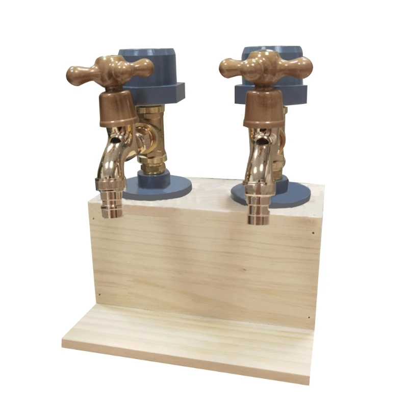 

E8BD Wooden Base Wine Dispenser Single/Double/Three Faucet Whiskey Decanter Liquor Alcohol Whiskey Wood Dispenser Faucet for Day