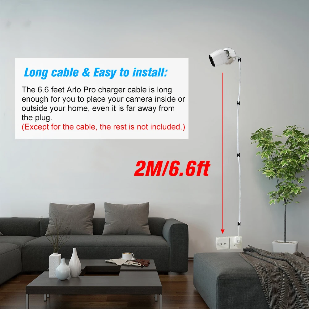 Кабель питания для зарядки 2 м/6 6 фута подходит Arlo Pro GO Light устойчивый к атмосферным