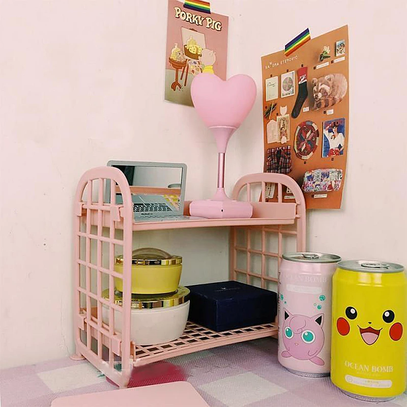 

Double Layer Hollow Shelf Plastic Cosmetics Desktop Finishing Bathroom Accessories Organizer Storage Rack 2 Tier Shelf Holder