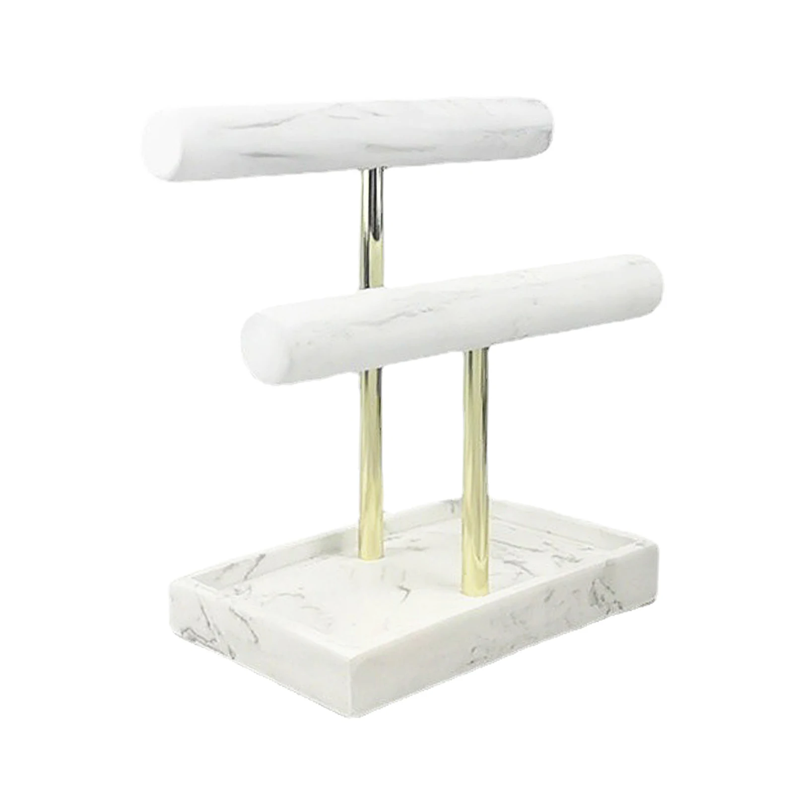 

2 Tier T-bar Jewelry Stand Display Storage Rack - Necklace Bracelet Bangle Watch Holder Organizer Tower for Women Men Girl