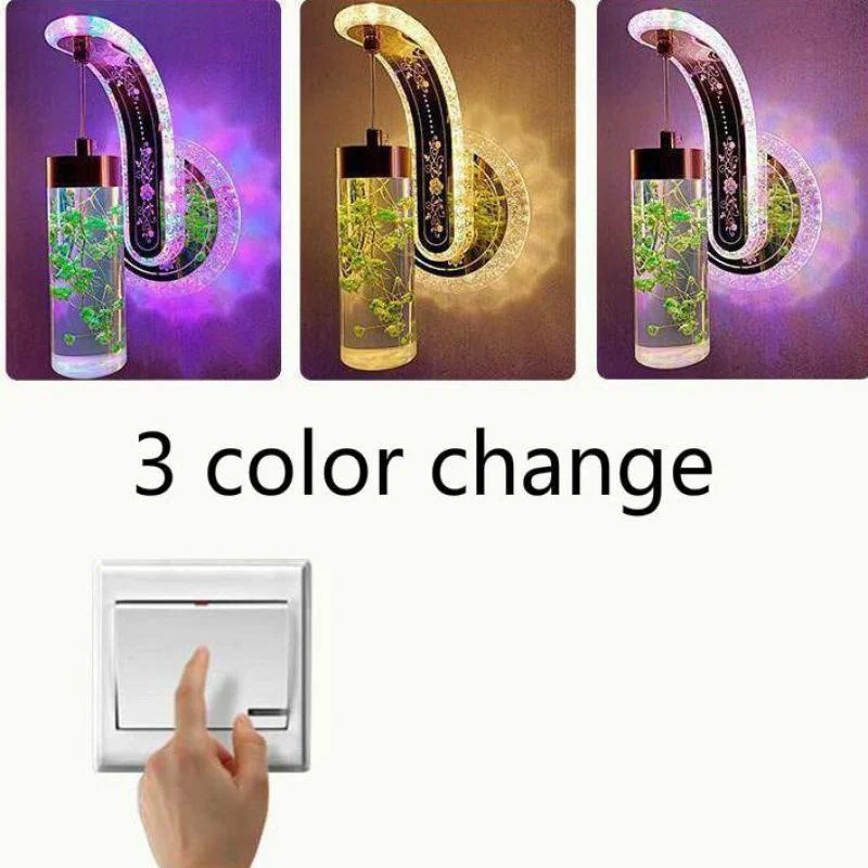 Led wall lamp luxury mirror crystal decorative flower and dimming for bedroom. | Освещение