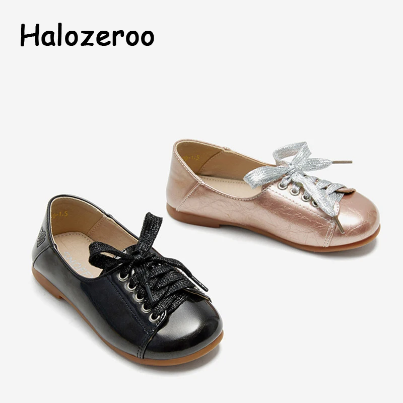 Новый 2019 на осень для детей из искусственной кожи обувь маленьких девочек черная