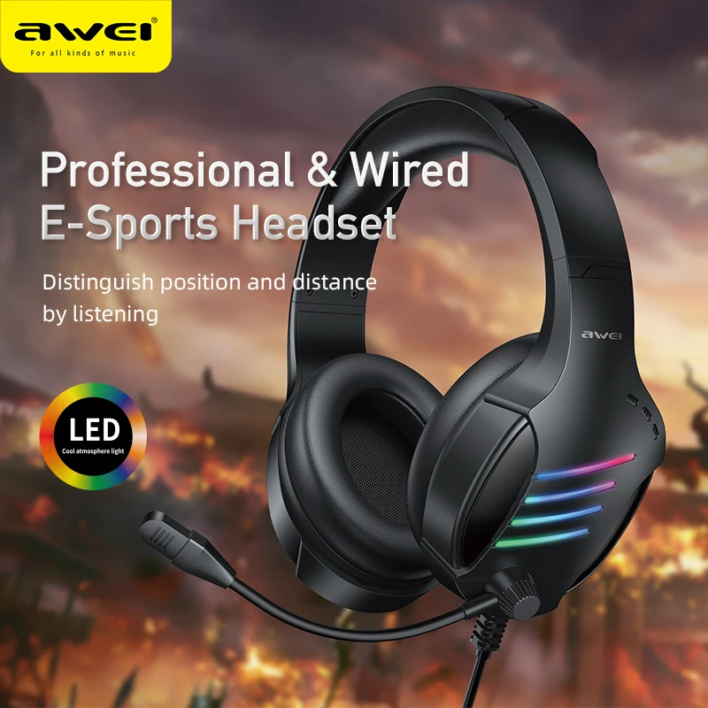  AWEI GM-5 игровая гарнитура с микрофоном 7,1 объемный звук HIFI стерео геймер проводные наушники 3,5 мм USB A для ПК компьютера ноутбука 
