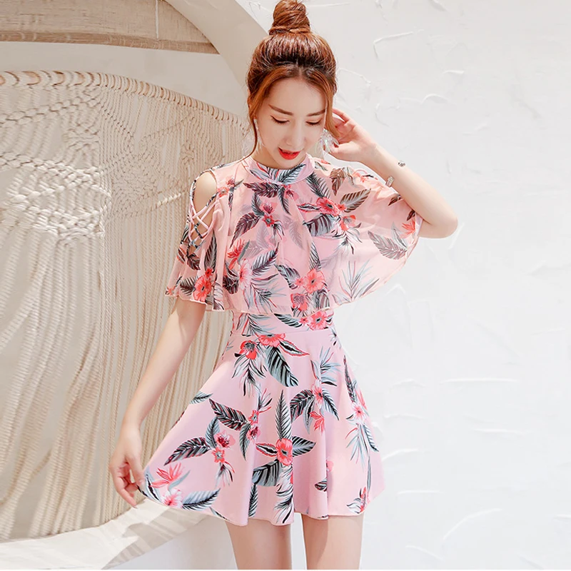 Консервативный воланом Одна деталь костюмы для плавания юбка купальный костюм