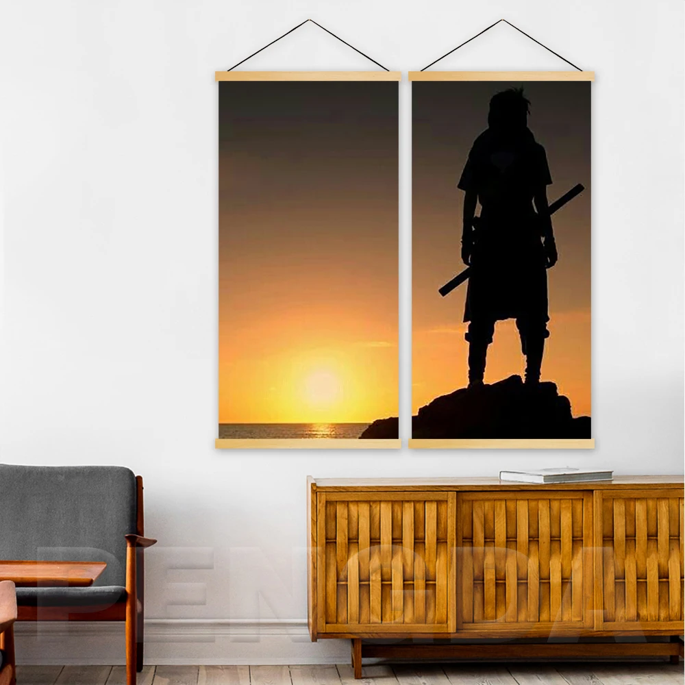 

Картина на холсте, анимационный плакат с силуэтами, Настенная картина, деревянный свиток, подвесная картина для кровати, домашний декор