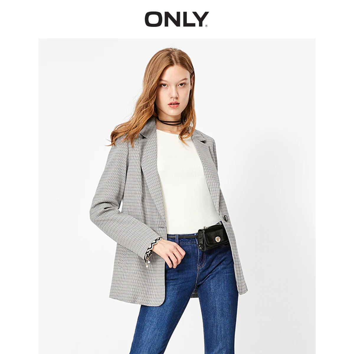 

Женский Прямой Тонкий Блейзер из твида ONLY | 119308530