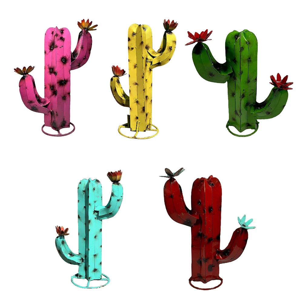 

20x30cm Garden Plant Cactus Sculpture Mexican Metal Art Metal Backyard Sculpture Decor Home Decoration Outdoor Lawn Ornaments