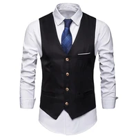 65 dropshippingplus size formal men solid color suit vest single breasted business waistcoat