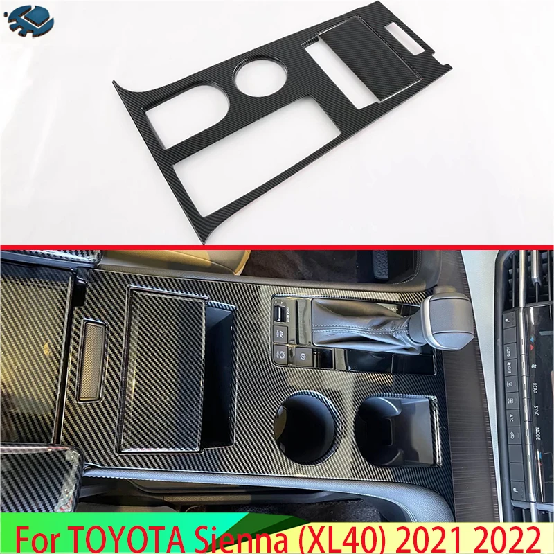 

Для TOYOTA Sienna (XL40) 2021 2022 стильная панель переключения передач из углеродного волокна Крышка центральной консоли отделка рамка стикер для стай...