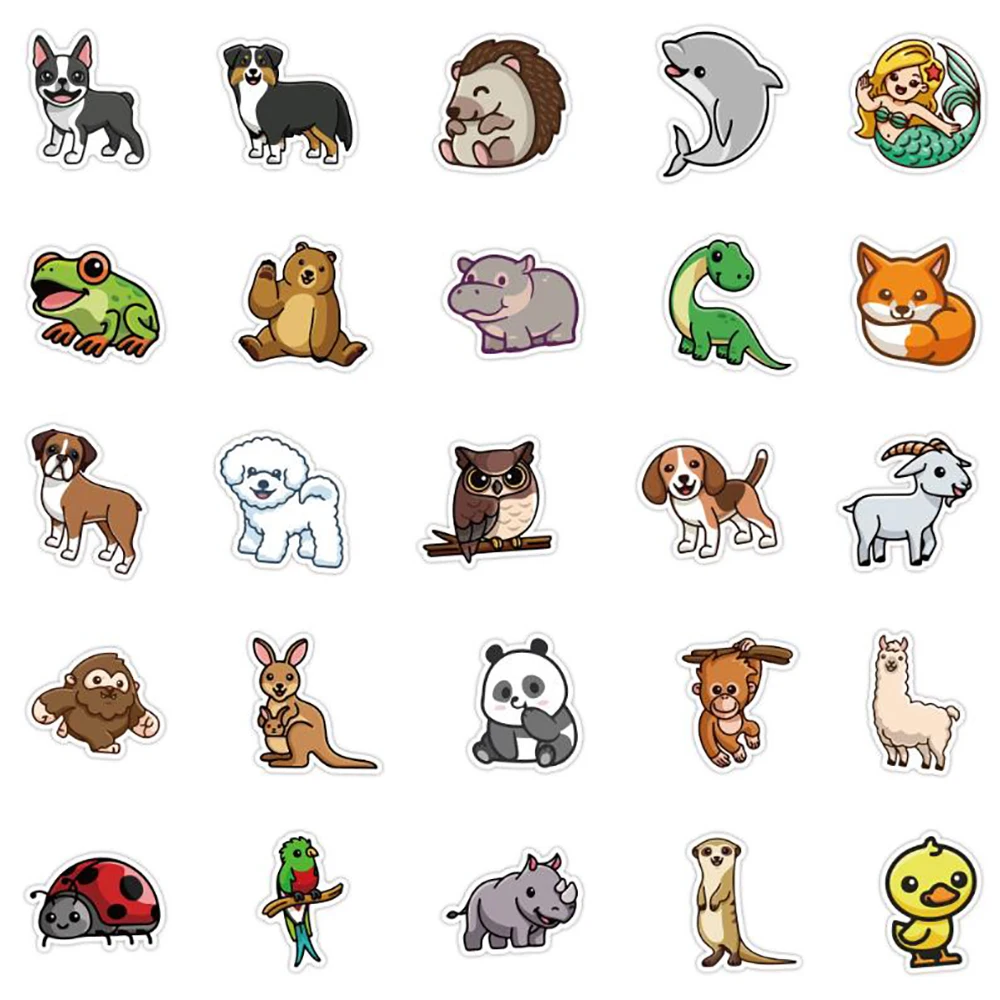 Pegatinas bonitas con dibujos de animales para motocicleta, equipaje de guitarra, monopat&iacute;n, calcoman&iacute;as de juguetes para ni&ntilde;os, regalo, 10/30/50/100 Uds.-5