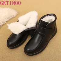gktinoo fashion winter women genuine leather ankle boots female thick wool warm snow boots mother waterproof non slip booties
